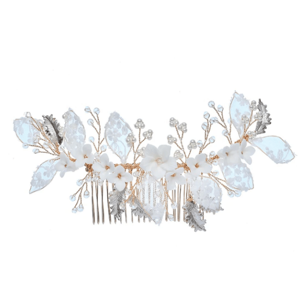 Eisenhardt Company Haarschmuck Haarkamm mit Spitze und floralen Elementen