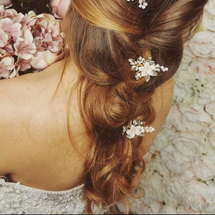Eisenhardt Company Haarschmuck Haarnadel mit Blüte in silber/weiss
