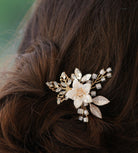 Eisenhardt Company Haarschmuck Haarnadel mit Blüte in silber/weiss