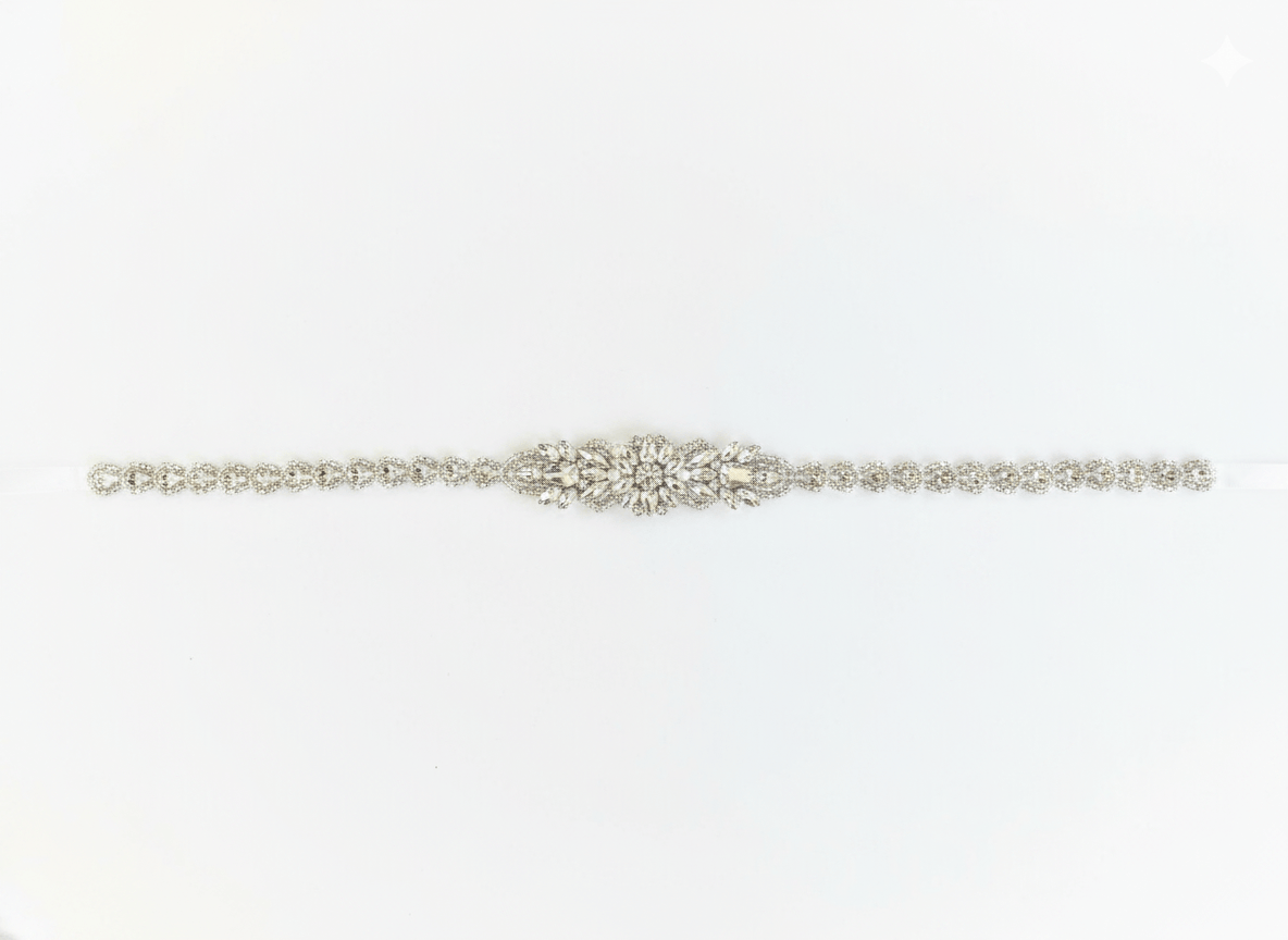 Farinosa Bridal Brautgürtel Brautgürtel mit eleganten silbernen Kristallen