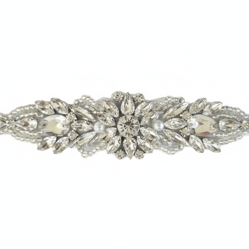 Farinosa Bridal Brautgürtel Brautgürtel mit eleganten silbernen Kristallen