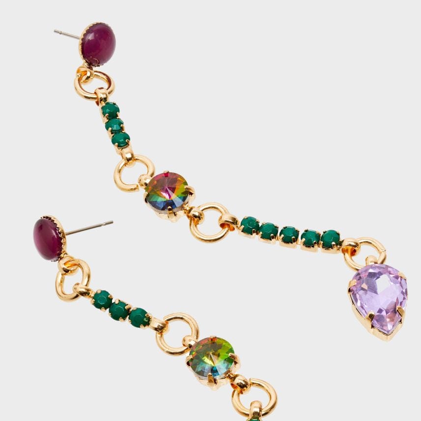Nalí Ohrringe Ohrringe lang mit multifarbenen Glassteinen