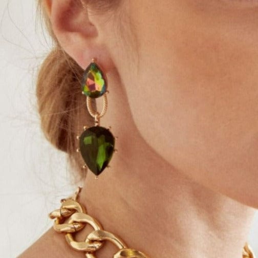 Nalí Ohrringe Ohrringe mit grünen Glassteinen