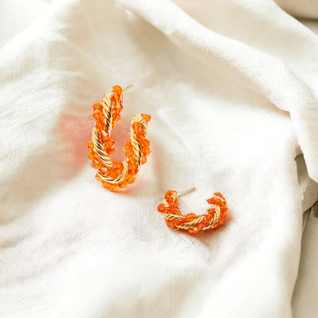 Nalí Ohrringe Ohrringe mit kleinen Steinen in Orange
